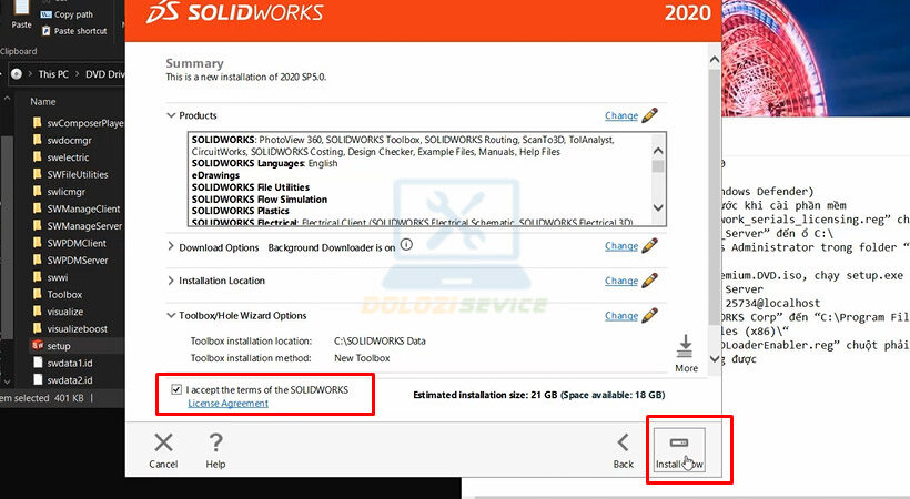 Hướng dẫn cài đặt SolidWorks 2020