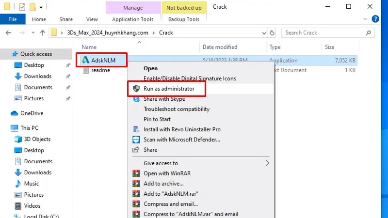 Chuột phải vào file như hình và chọn Run as adin....