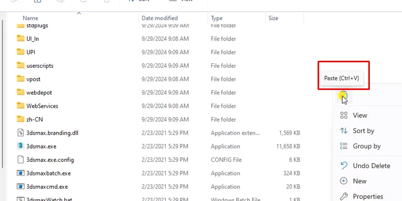 3Ds Max 2022 phiên bản ổn định 20 Paste file ở bước 8 vào