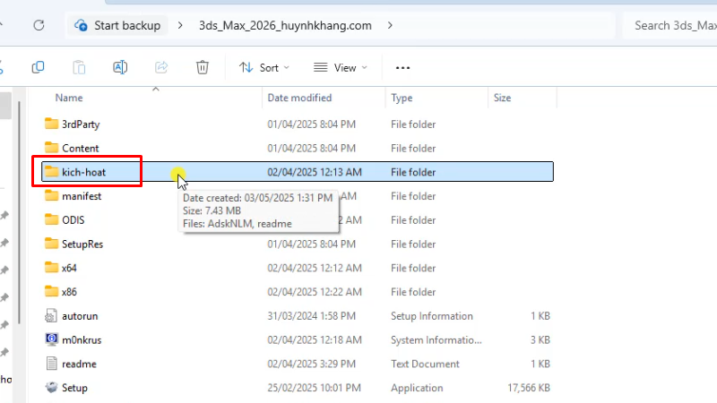 3Ds Max 2026: Download và cài đặt đơn giản 15 Vào thư mục kich-hoat
