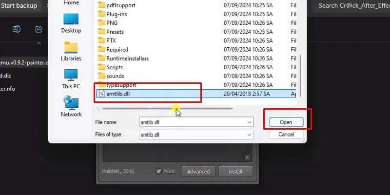 After Effects 2018: Hướng Dẫn Cài Đặt, Tính Năng & Thủ Thuật 23 Chọn file amtlib.dll và bấm open