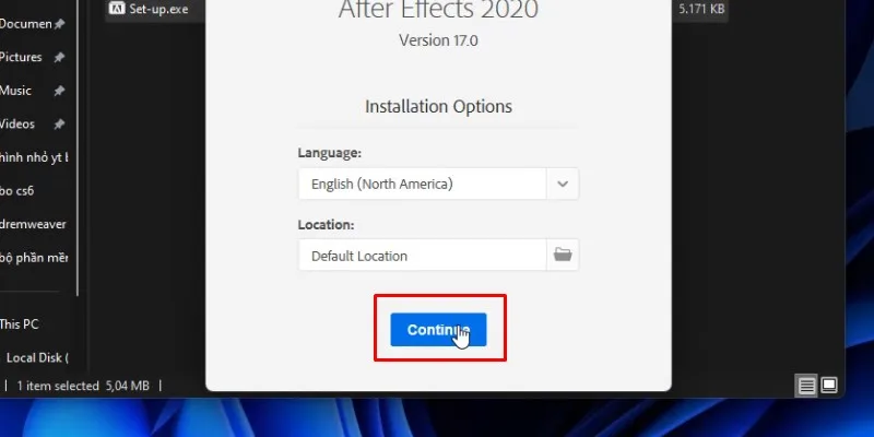 After Effects 2020 Tải Và Cài Đặt Chi Tiết 13 Bấm vào continue