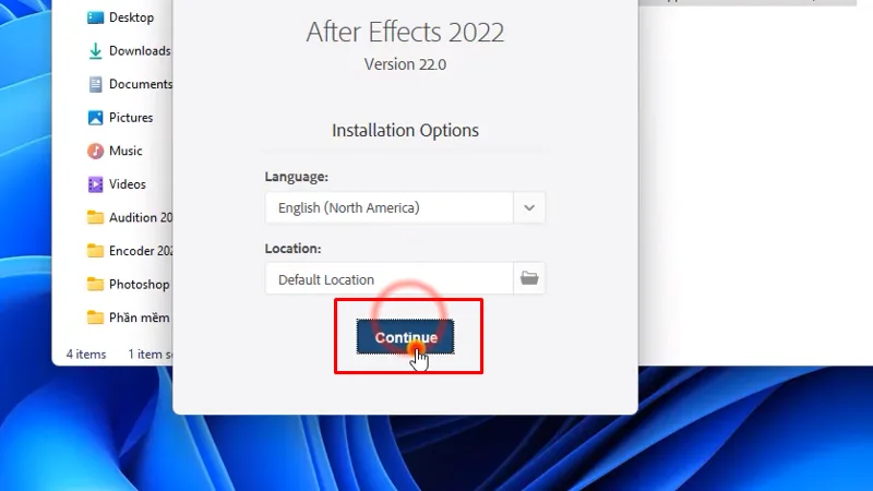 After Effects 2022 Cách tải đơn giản nhất 12 bấm Continue