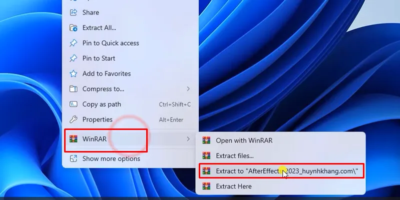 Giải nén phần mềm After Effects 2023