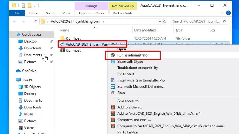 Tải Autocad 2021: Làm Theo Video Là Thành Công 12 Chuột phải file như hình và chọn Run as admin