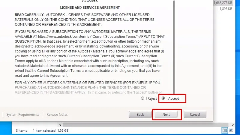Tải Autocad 2021: Làm Theo Video Là Thành Công 15 Tích vào I Accept và bấm Next