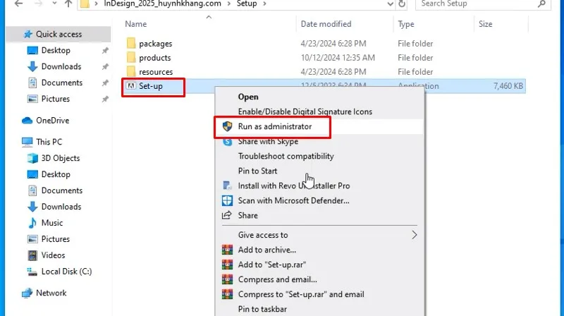 Adobe InDesign 2025: Hướng Dẫn Cài Rất Dễ 12 Chạy file Set-up bằng Admin