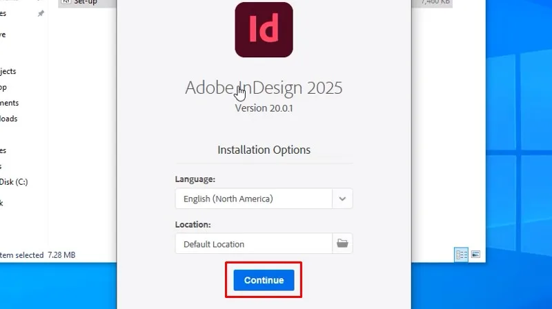 Adobe InDesign 2025: Hướng Dẫn Cài Rất Dễ 13 Bấm vào Continue