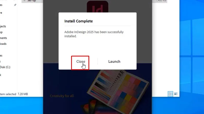Adobe InDesign 2025: Hướng Dẫn Cài Rất Dễ 14 Bấm vào Close