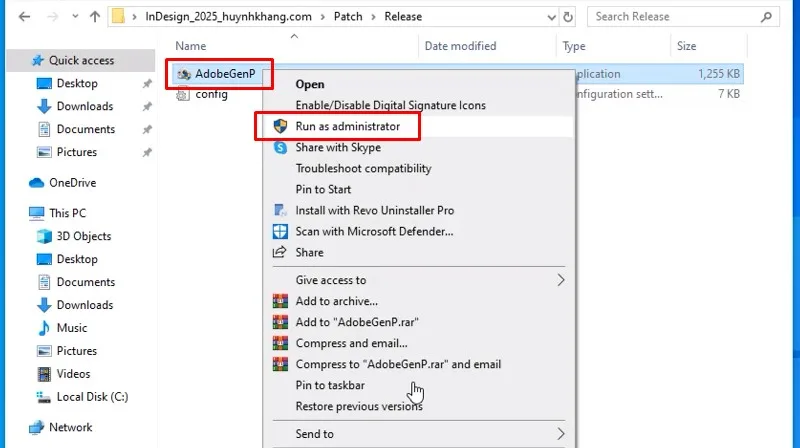 Adobe InDesign 2025: Hướng Dẫn Cài Rất Dễ 17 Chạy file AdobeGenP bằng Admin