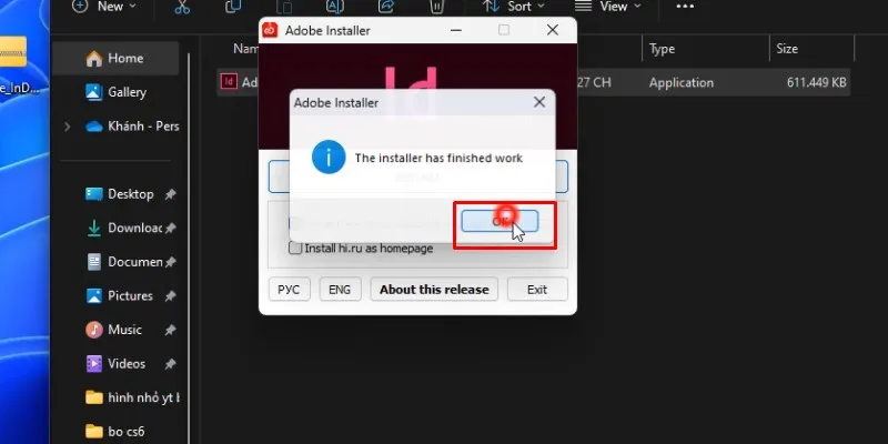 bấm ok và hoàn tất cài đặt phần mềm