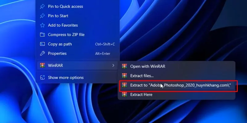 Giải nén phần mềm Photoshop 2020