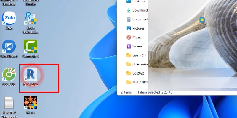 mở phần mềm Revit 2022