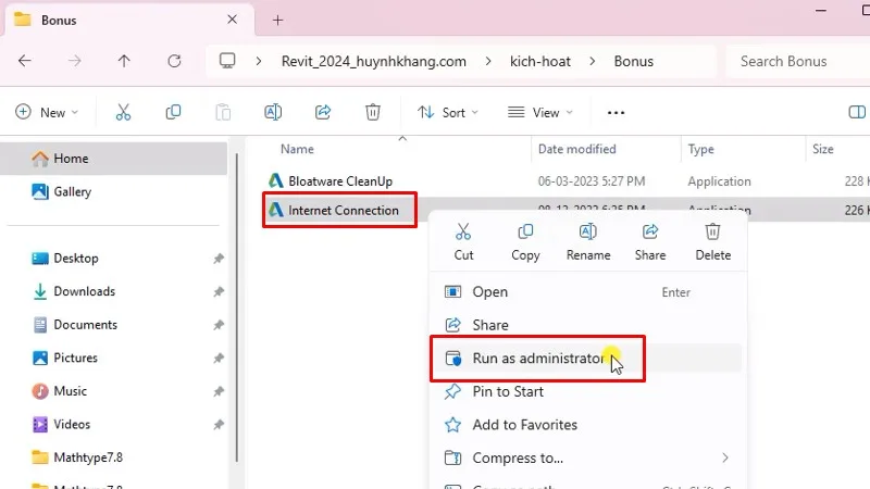 Revit 2024: Cài đặt và kích hoạt đơn giản 21 Chạy file như hình bằng quyền Admin