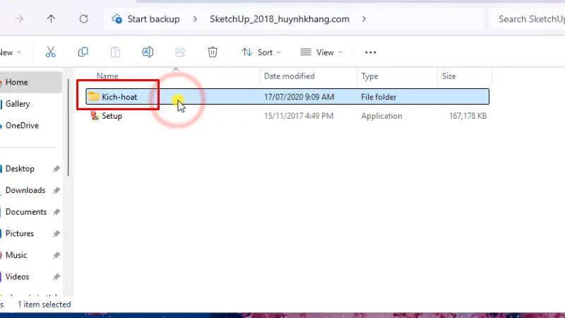 Vào thư mục kich-hoat
