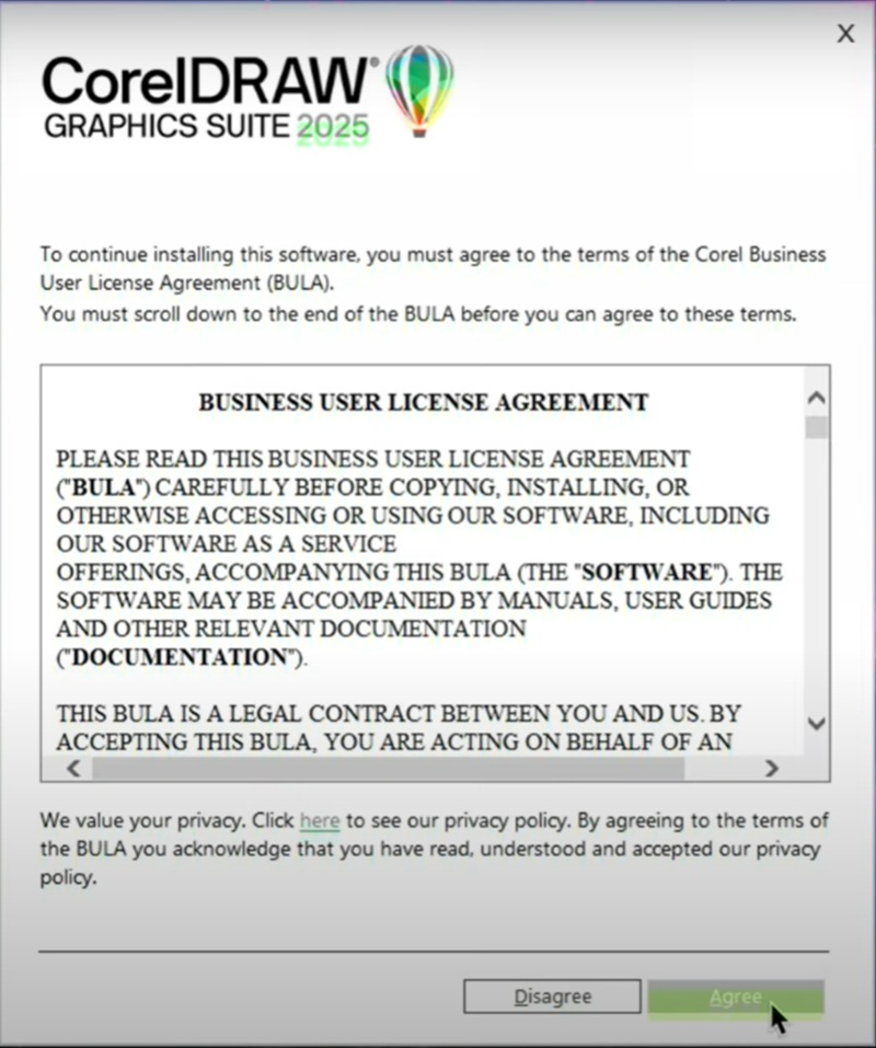 Đồng ý các điều khoản cài đặt